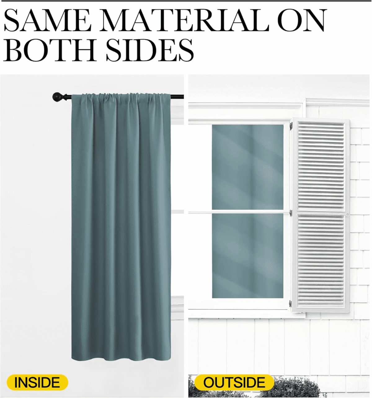 NICETOWN Solid Blackout Curtains Room Darkening Thermal Insulated Rod Pocket Privacy Window Treatment for Bedroom, W34 x L72, Greyish Blue, 2 Panels