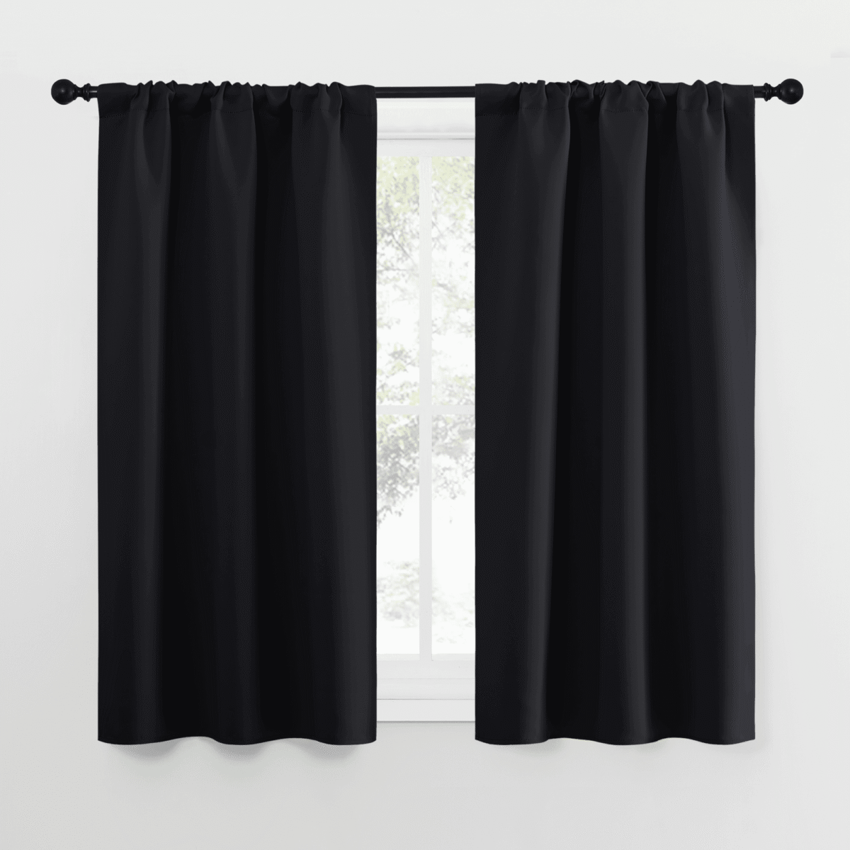 NICETOWN Solid Color Black out Curtains Rod Pocket Thermal Insulated Window Drapes for Bedroom 34x54 inch, 2 Panels