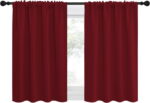 NICETOWN Solid Color Blackout Curtains Rod Pocket Noise Reduced Window Drapes for Bedroom 34x36 inch, Red, 2 Panels