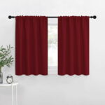 NICETOWN Solid Color Blackout Curtains Rod Pocket Noise Reduced Window Drapes for Bedroom 34x36 inch, Red, 2 Panels