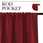 NICETOWN Solid Color Blackout Curtains Rod Pocket Noise Reduced Window Drapes for Bedroom 34x36 inch, Red, 2 Panels