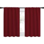 NICETOWN Solid Color Blackout Curtains Rod Pocket Noise Reduced Window Drapes for Bedroom 34x36 inch, Red, 2 Panels