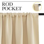 NICETOWN Solid Color Thermal Insulated Blackout Curtains Rod Pocket Window Treatments for Kitchen 34x36 inch, Biscotti Beige, 2 Panels