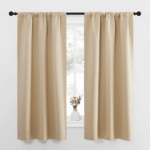 NICETOWN Solid Color Thermal Insulated Blackout Curtains Rod Pocket Window Treatments for Kitchen 34x36 inch, Biscotti Beige, 2 Panels