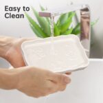 NiHome Ceramic Soap Dish for Bathroom or Kitchen Sink, Raised Floral Design Compact Size 5.7"x3.6"x0.78", Easy to Clean Moisture-Resistant Smooth Surface, Versatile Use for...
