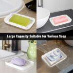 NiHome Ceramic Soap Dish for Bathroom or Kitchen Sink, Raised Floral Design Compact Size 5.7"x3.6"x0.78", Easy to Clean Moisture-Resistant Smooth Surface, Versatile Use for...