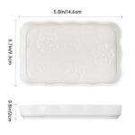 NiHome Ceramic Soap Dish for Bathroom or Kitchen Sink, Raised Floral Design Compact Size 5.7"x3.6"x0.78", Easy to Clean Moisture-Resistant Smooth Surface, Versatile Use for...