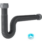 NiHome Flexible 1 1/2" or 1 1/4" P-Trap Pipe Kit with Teflon Tape & Sealing Rings, Drain Tubing Pipes with Connectors & Adapter for Kitchen Bathroom Sink Drain(Double Sink)