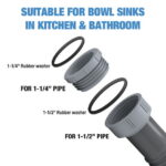NiHome Flexible 1 1/2" or 1 1/4" P-Trap Pipe Kit with Teflon Tape & Sealing Rings, Drain Tubing Pipes with Connectors & Adapter for Kitchen Bathroom Sink Drain(Double Sink)