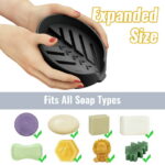 NiHome Silicone Soap Dish with High-Efficiency Drainage for Bathroom & Kitchen, Enlarged Holder Fits Various Soaps and Cleaning Supplies, Dishwasher Safe Easy to Clean with...