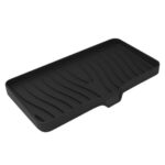 Nkmbld Leakproof Soap Container, Soft Gel Soap Container for Sink Countertop, Soap Storage Tray Suitable for Kitchen, Bathroom, Laundry, Black