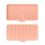 Nkmbld Soap Dish Holder, Soft Gel Soap Container for Sink Countertop, Soap Storage Tray Suitable for Kitchen, Bathroom, Laundry, Pink