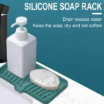 Nkmbld Soap Dish Holder, Soft Gel Soap Container for Sink Countertop, Soap Storage Tray Suitable for Kitchen, Bathroom, Laundry, Green