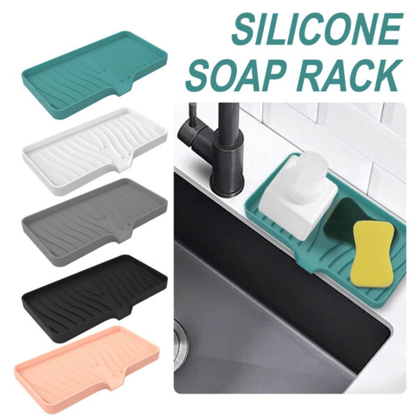 Nkmbld Soap Dish Holder, Soft Gel Soap Container for Sink Countertop, Soap Storage Tray Suitable for Kitchen, Bathroom, Laundry, Green