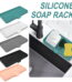 Nkmbld Soap Dish Holder, Soft Gel Soap Container for Sink Countertop, Soap Storage Tray Suitable for Kitchen, Bathroom, Laundry, Green