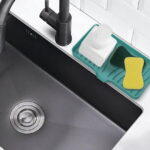 Nkmbld Soap Dish Holder, Soft Gel Soap Container for Sink Countertop, Soap Storage Tray Suitable for Kitchen, Bathroom, Laundry, Green