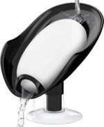 NPET Self Draining Plastic Soap Dish Bar Holder with Suction Cup, Sponge Holder for Bathroom, Shower, Tub and Kitchen Sink, Black 1PC
