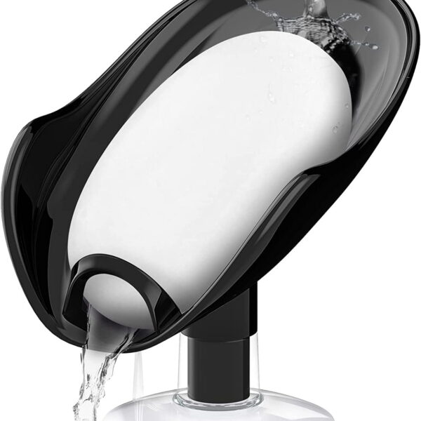 NPET Self Draining Plastic Soap Dish Bar Holder with Suction Cup, Sponge Holder for Bathroom, Shower, Tub and Kitchen Sink, Black 1PC
