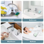 NPET Self Draining Plastic Soap Dish Bar Holder with Suction Cup, Sponge Holder for Bathroom, Shower, Tub and Kitchen Sink, Clear 1PC