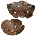 OFFIGAM 2Pcs Small Self Draining Soap Dish in Coffee Color for Bathroom