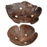 OFFIGAM 2Pcs Small Self Draining Soap Dish in Coffee Color for Bathroom