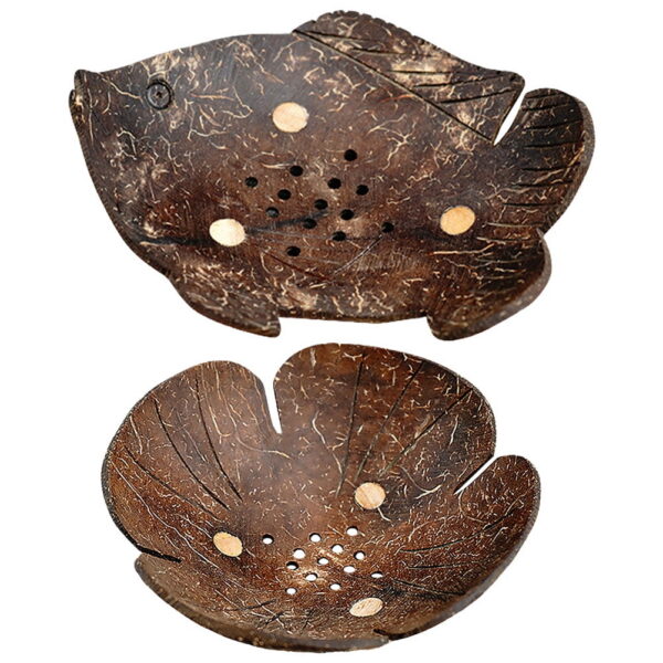 OFFIGAM 2Pcs Small Self Draining Soap Dish in Coffee Color for Bathroom