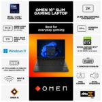 OMEN 16" 2K 165Hz Windows Slim Gaming Laptop Intel Core Ultra 5 225H Nvidia RTX 5050 16GB RAM 1TB SSD Shadow Black