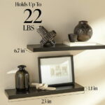 Ophanie 22.5 inch 2 Pack Wood Floating Shelves, Hanging Float Shelf for Wall Mounted Decorative Shelves, 6.7 x 23 Inch, Set of 2, Black