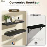 Ophanie 22.5 inch 2 Pack Wood Floating Shelves, Hanging Float Shelf for Wall Mounted Decorative Shelves, 6.7 x 23 Inch, Set of 2, Black