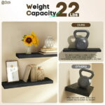 Ophanie 22.5 inch 2 Pack Wood Floating Shelves, Hanging Float Shelf for Wall Mounted Decorative Shelves, 6.7 x 23 Inch, Set of 2, Black