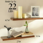 Ophanie 22.5 inch 2 Pack Wood Floating Shelves, Hanging Float Shelf for Wall Mounted Decorative Shelves, 6.7 x 23 Inch, Set of 2, Rustic Brown