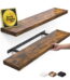 Ophanie 22.5 inch 2 Pack Wood Floating Shelves, Hanging Float Shelf for Wall Mounted Decorative Shelves, 6.7 x 23 Inch, Set of 2, Rustic Brown