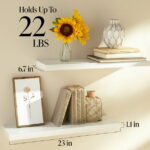 Ophanie 22.5 inch 2 Pack Wood Floating Shelves, Hanging Float Shelf for Wall Mounted Decorative Shelves, 6.7 x 23 Inch, Set of 2, White