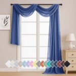OVZME 2 Panels Sheer Panels 120 inch Extra Long, Soft indoor Outdoor Sheer Curtains Ready Made Turquoise Curtains for Living Room Quick & Easy to Dry for Pool/Yard, 42"W x...