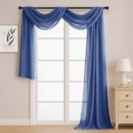 OVZME 2 Panels Sheer Panels 120 inch Extra Long, Soft indoor Outdoor Sheer Curtains Ready Made Turquoise Curtains for Living Room Quick & Easy to Dry for Pool/Yard, 42"W x...