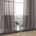 OVZME 2 Pieces Sheer Curtain Panel Set 84" inches Long, Top Dual Rod Pocket Solid Voile Window Drapes Treatment for Kitchen/Bedroom/Living Room Backdrop, 42W x 84L, Chocolate