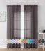 OVZME 2 Pieces Sheer Curtain Panel Set 84" inches Long, Top Dual Rod Pocket Solid Voile Window Drapes Treatment for Kitchen/Bedroom/Living Room Backdrop, 42W x 84L, Chocolate