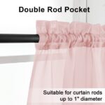 OVZME Blush Pink Sheer Curtain Panel Pair 63 inch Length, Light Filtering Window Curtain Drapes Treatment for Kitchen, Bedroom Living and Children Room, Voile Top Dual Rod...