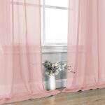 OVZME Blush Pink Sheer Curtain Panel Pair 63 inch Length, Light Filtering Window Curtain Drapes Treatment for Kitchen, Bedroom Living and Children Room, Voile Top Dual Rod...