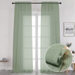 OVZME Extra Long Sheer Curtains 120 inches Length 2 Panels, Elegant Texture Semitransparent Vertical Window Shade Backdrops for Home Office Sunroom Country House, 42 Wide x 120...