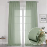 OVZME Extra Long Sheer Curtains 120 inches Length 2 Panels, Elegant Texture Semitransparent Vertical Window Shade Backdrops for Home Office Sunroom Country House, 42 Wide x 120...