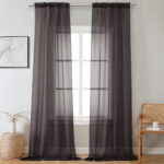 OVZME Extra Long Sheer Window Curtain 120 inch 2 Pcs,Rod Pocket Durable Soft Touching Backdrop Drapes Window Treatments for Living Room/Farmhouse/Hotel,42W x 120L inches,Chocolate