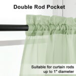 OVZME Light Green Sheer Curtain Panel Pair 63 inch Length,Light Filtering for Kitchen, Bedroom Living Room and Children Room, Voile Top Dual Rod Pocket,2 Pack of 42"x63" Size