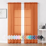 OVZME Orange Sheer Curtains 84 inch Length 2 Panels Set, Semi Transparent Voile Rod Pocket Sheer Window Drapes for Bedroom Living Room dining Wedding Party Backdrop, 42W x 84L...