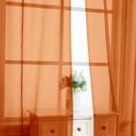 OVZME Orange Sheer Curtains 84 inch Length 2 Panels Set, Semi Transparent Voile Rod Pocket Sheer Window Drapes for Bedroom Living Room dining Wedding Party Backdrop, 42W x 84L...