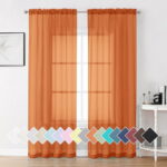 OVZME Orange Sheer Curtains 84 inch Length 2 Panels Set, Semi Transparent Voile Rod Pocket Sheer Window Drapes for Bedroom Living Room dining Wedding Party Backdrop, 42W x 84L...