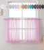 OVZME Pink Sheer Kitchen Curtain Tiers 2 Panels, Light Filtering Small Curtains for Bathroom Living Room Cafe Basement ,W42 x L24 inch, Set of 2, Pink