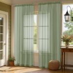 OVZME Sage Green Sheer Curtains 96 Inches Long 2 Panels with Rod Pocket, Soft Voile Light Filtering & Privacy Fabric, Elegant Drapes for Living Room or Bedroom Windows, Each 59"...