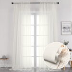 OVZME Sheer Curtains 120" Extra Long, 2 Pieces, Rod Pocket Top Soft Voile Texture Window Draperies Lightweight & Airy Panels for Wedding Arch/Bedroom, 84" Wide Total, Each 42W x...