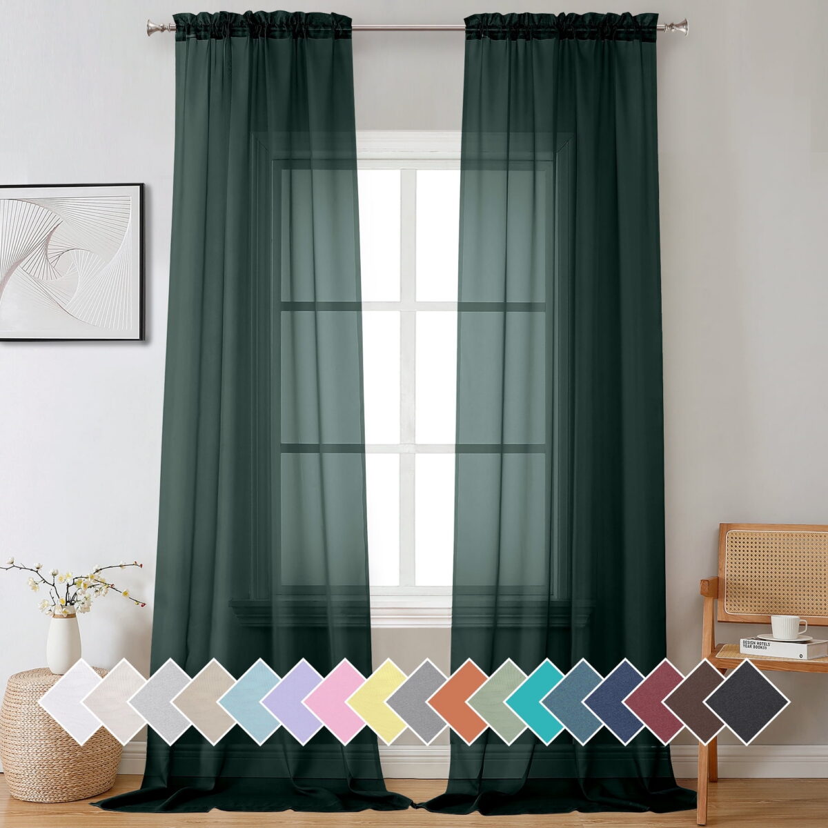 OVZME Sheer Curtains 120" Extra Long, 2 Pieces, Rod Pocket Top Soft Voile Texture Window Draperies Lightweight & Airy Panels for Wedding Arch, 84" Wide Total, Each 42W x 120L...